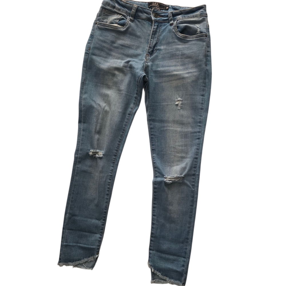 L&B Women's Distressed Skinny Jeans - Light  Blue